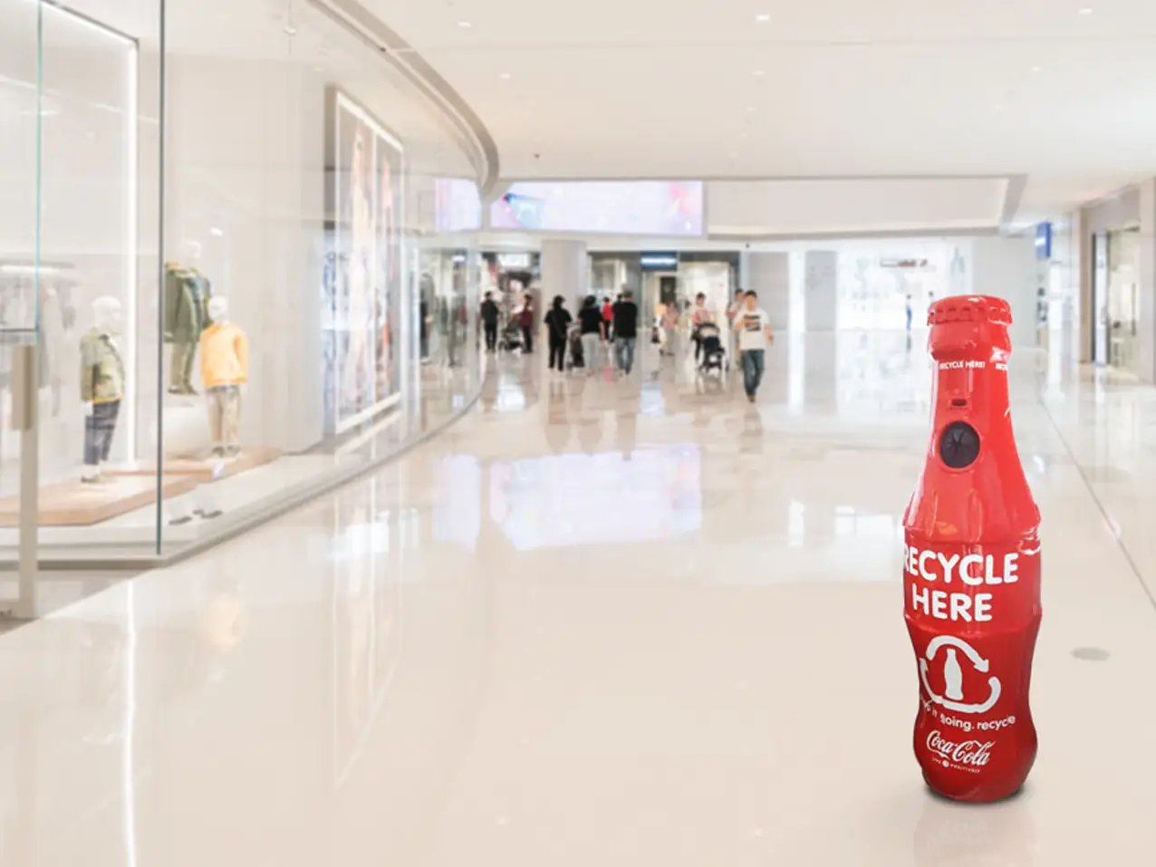 3D-Kundenstopper-Werbeaufsteller-Cola-Flasche-150cm-recycling-Muelleimer