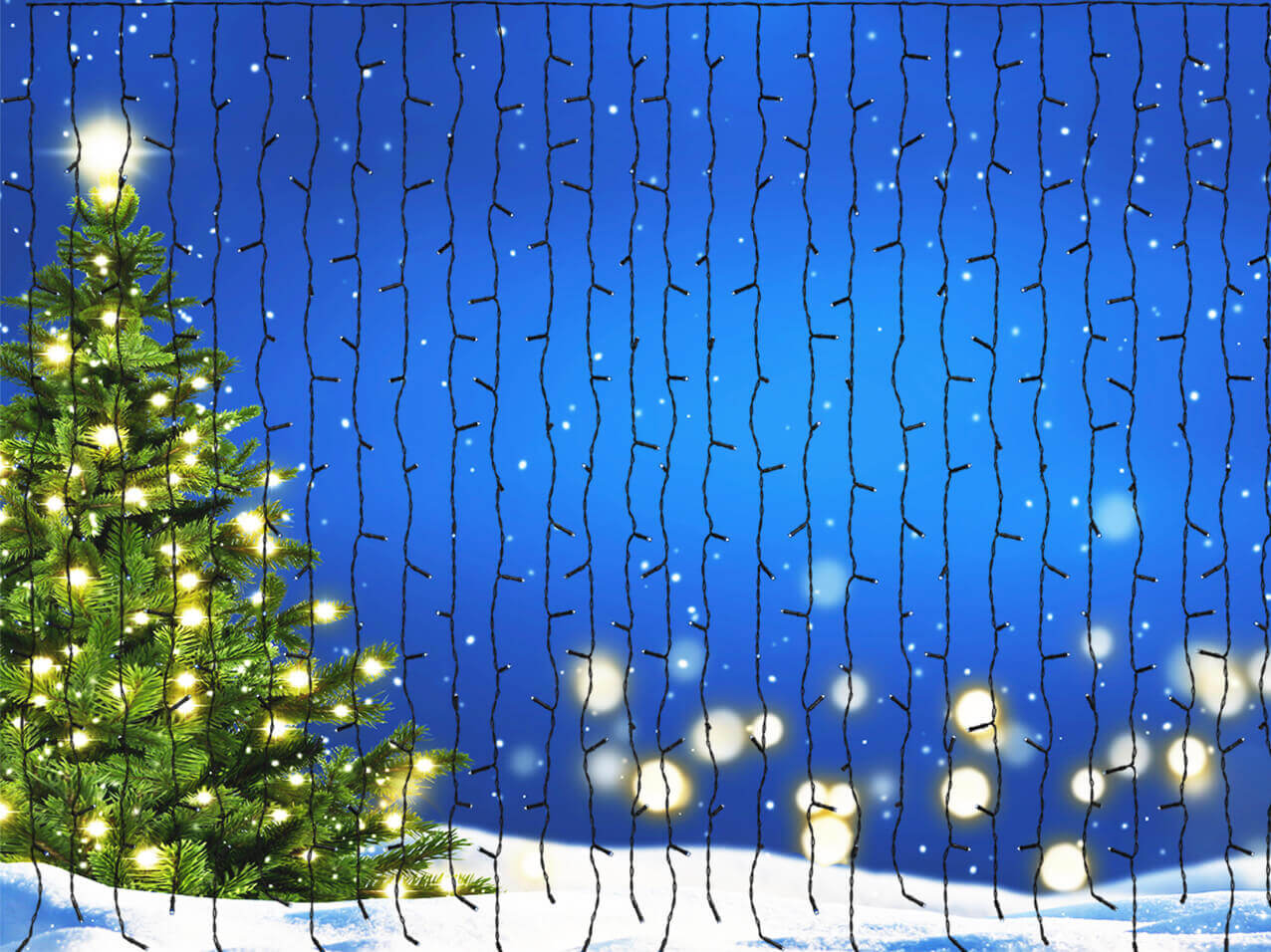 Lichtvorhang LED Beleuchtung Lichtvorhang-Warmweiss-LED-Beleuchtung-Weihnachtsdeko