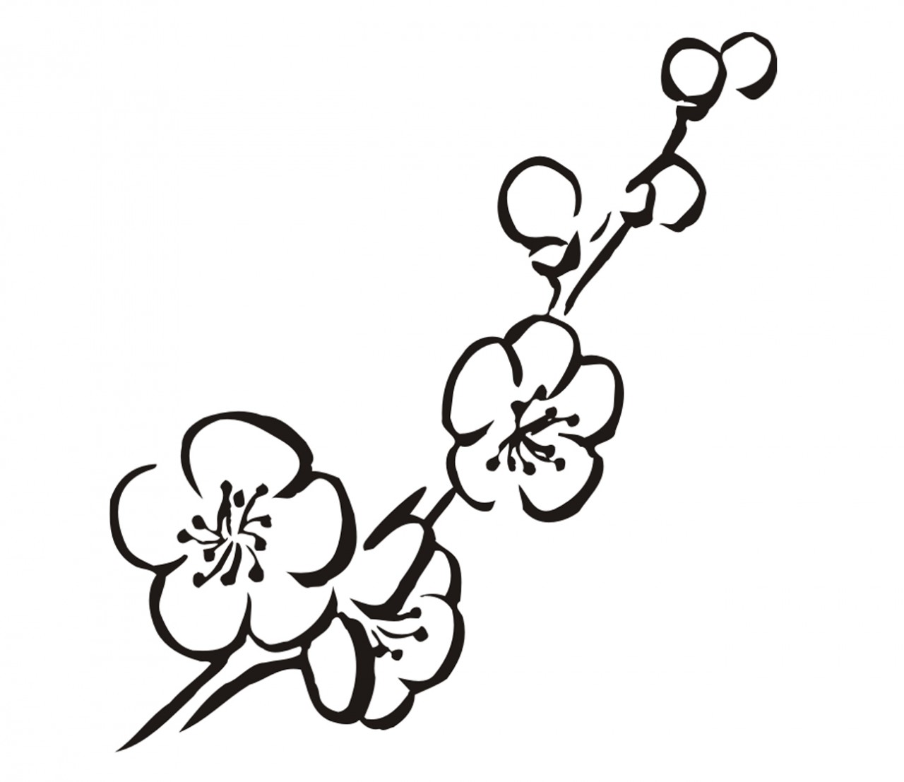 PFLANZEN Zweig, Blütenzweig Wandtattoo PFLANZEN Zweig, Blütenzweig Wandtattoo