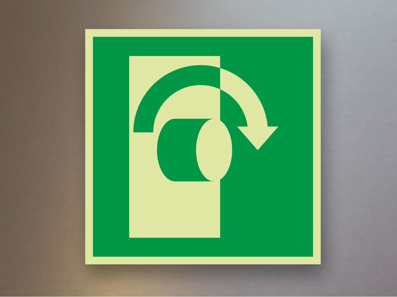 Rettungszeichen Öffnung durch Rechtsdrehung E019 Alu Rettungszeichen Öffnung durch Rechtsdrehung E019 Alu