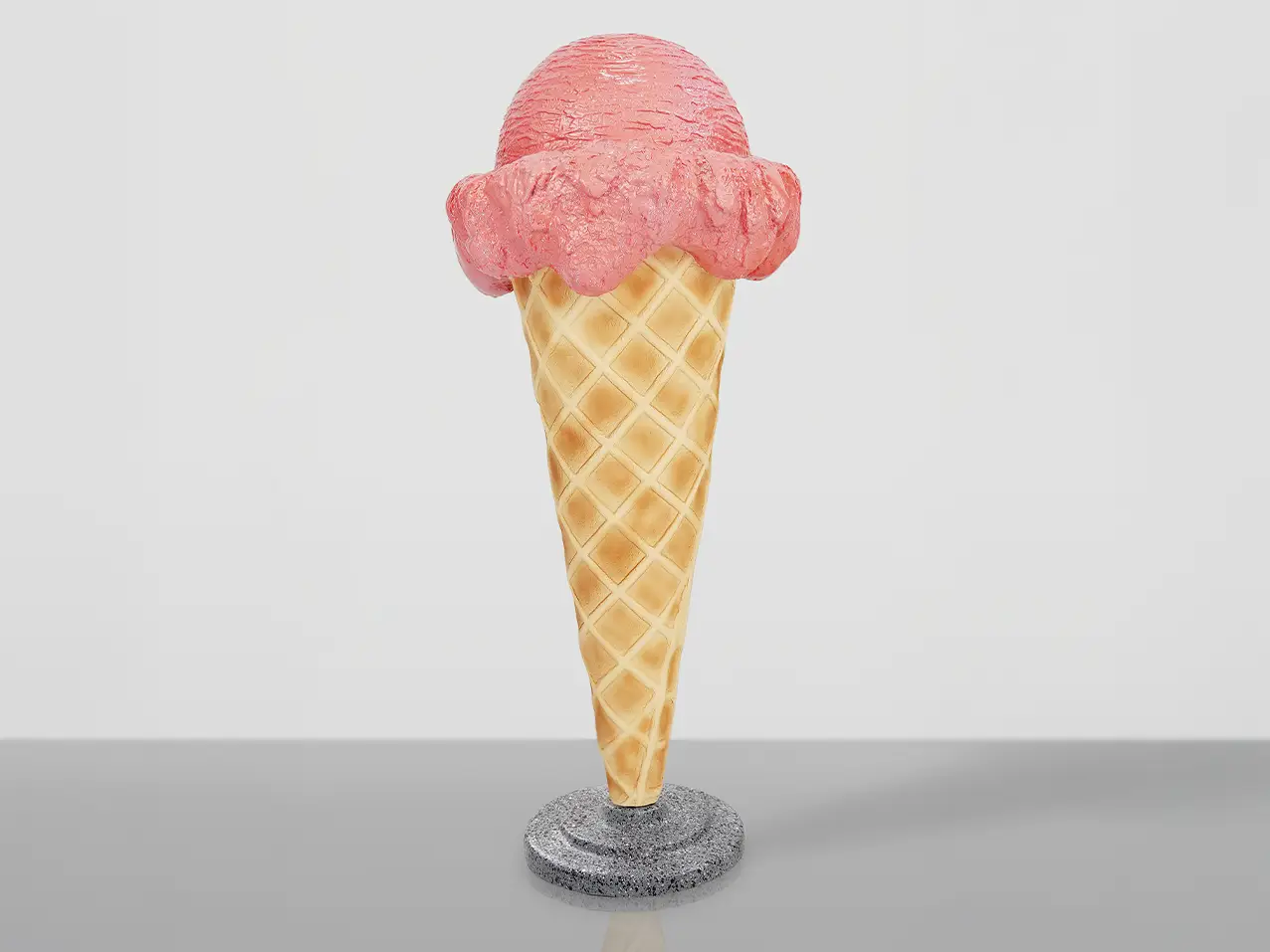 Werbeaufsteller Eiswaffel mit 1 Kugel Eis Hellrosa