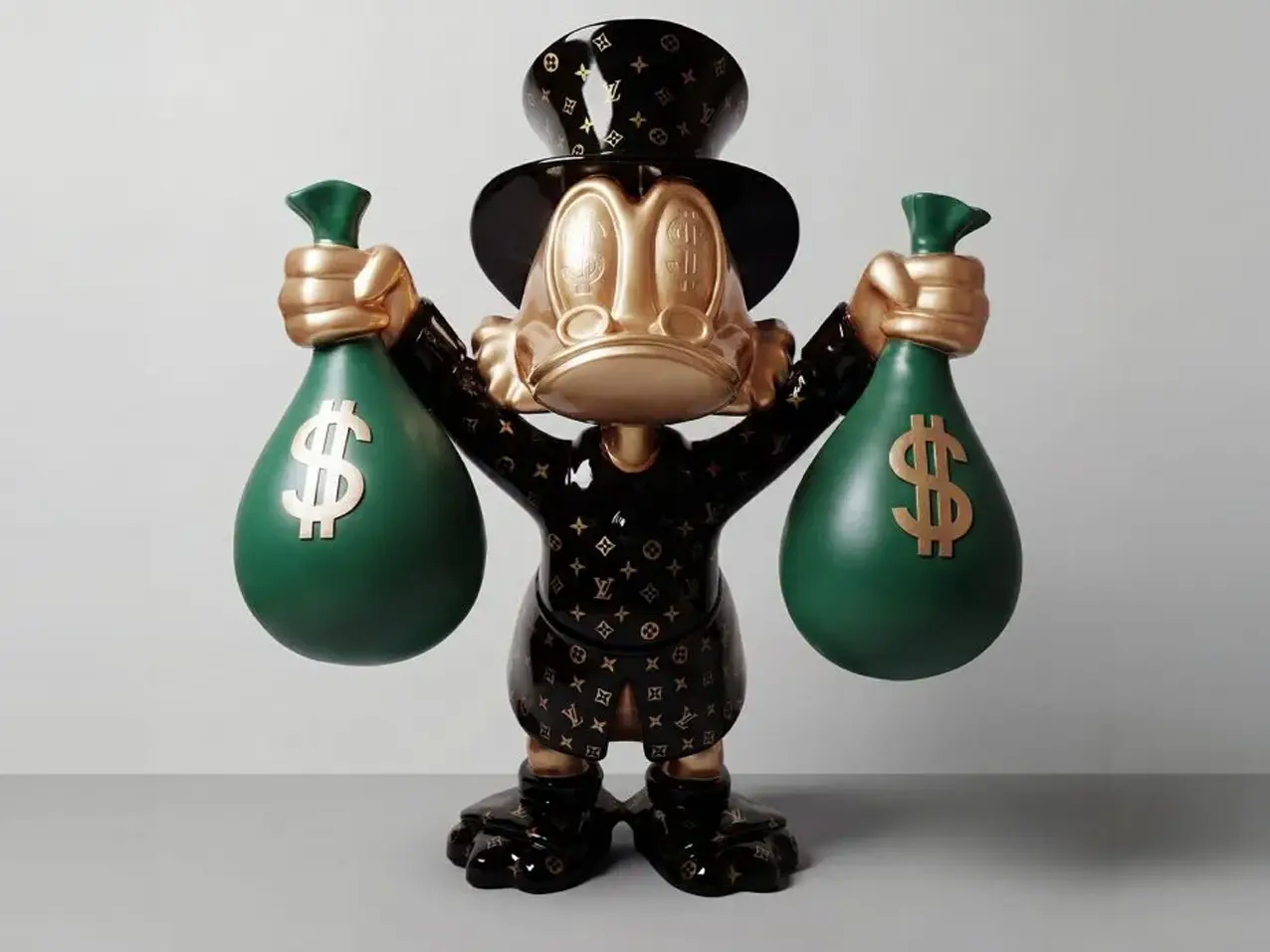 3D-XXL-Dekofigur-Dagobert-Duck-Dollar-Geldsaecke-170cm