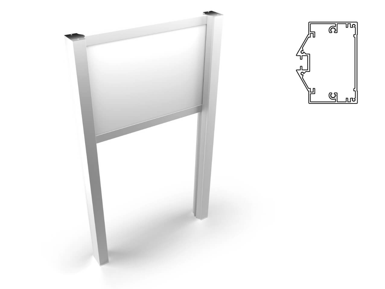 Aufsteller Säule eckig Aufsteller-Infosschild-Saeule-Profil-rechteckig-100x60mm