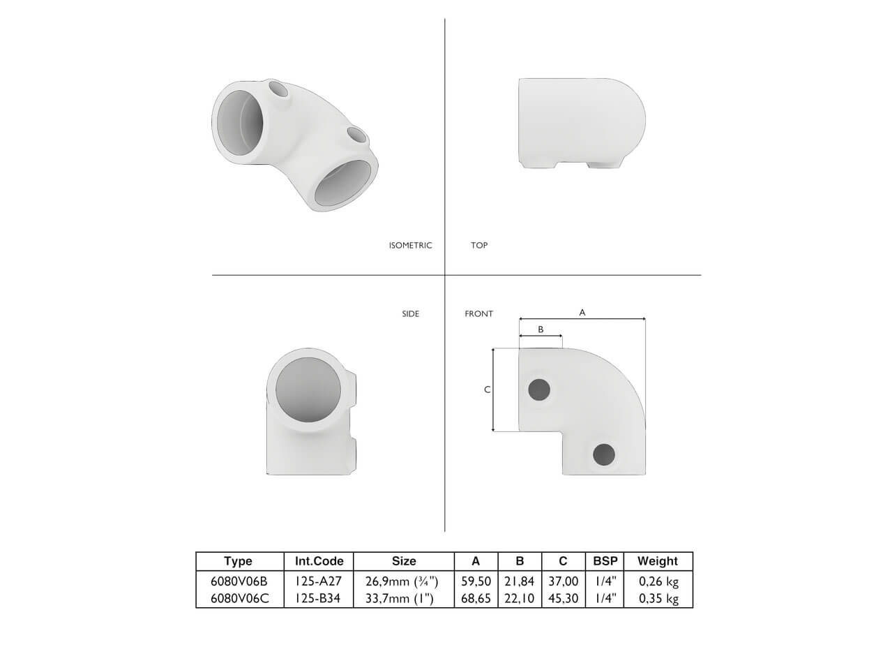 Rohrverbinder-Eckverbinder-Winkel-Bogen-125-braun-Abmasse
