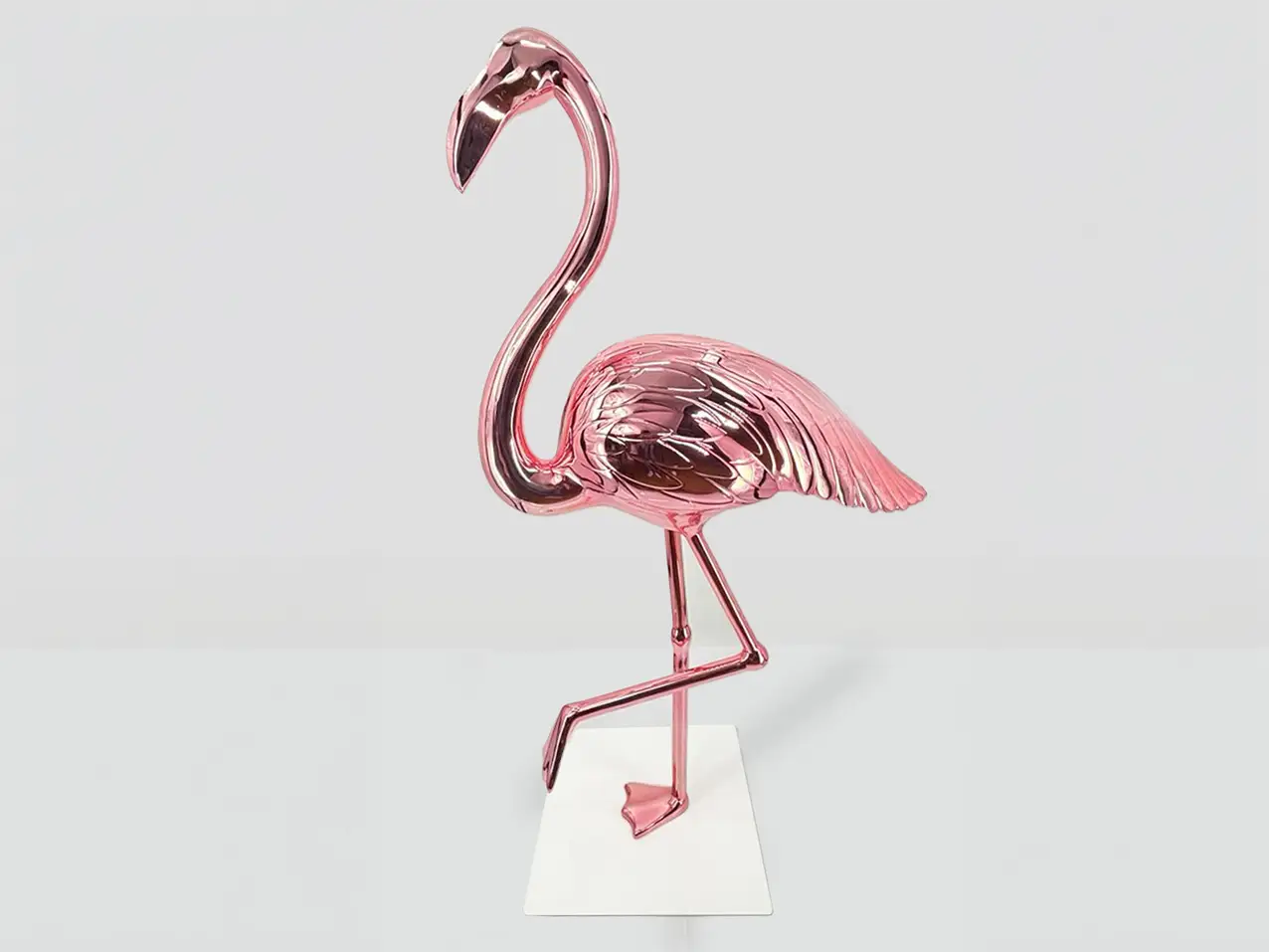 XXL-3D-Dekorationsfigur-Skulptur-Flamingo-verchromt-155cm
