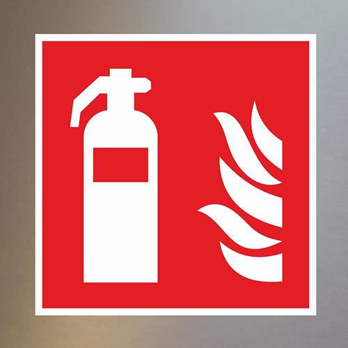 Brandschutzzeichen-weiss-Aufkleber-Klebefolie-Feuerloescher Brandschutzzeichen-weiss-Aufkleber-Klebefolie-Feuerloescher