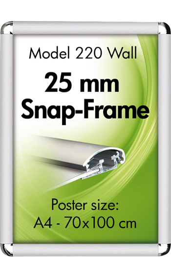 Klapprahmen 25 mm Alu Snap Frame Runde Chrom Ecken 220 Klapprahmen 25 mm Alu Snap Frame Runde Chrom Ecken 220
