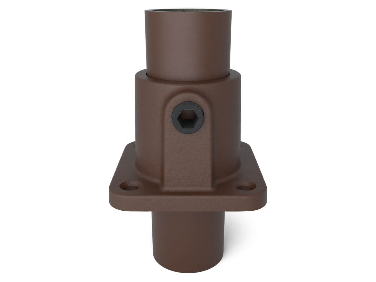 Rohrverbinder-Sockelplatte-131-F-Rohrfuss-braun-vintage-Ladenbau