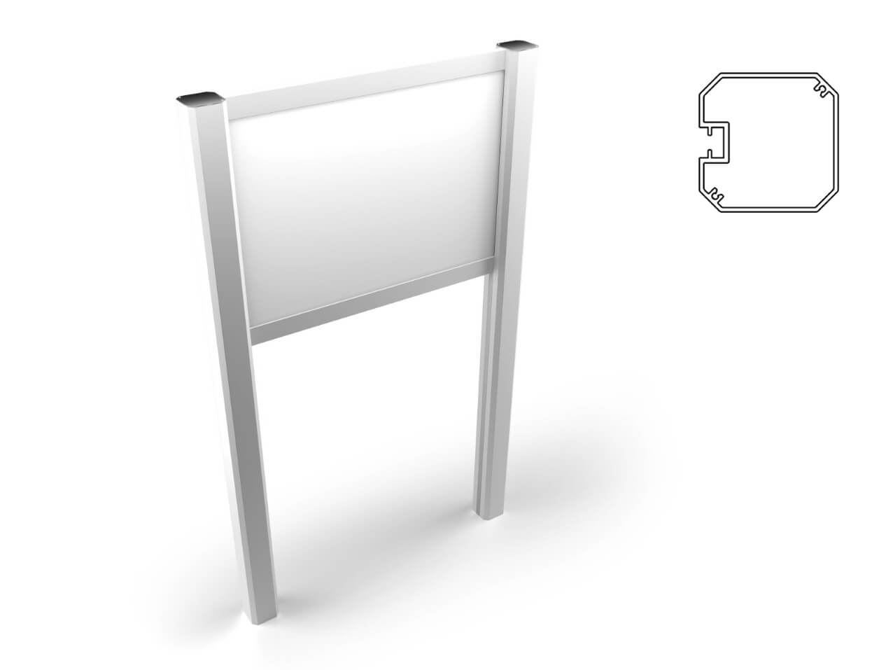 Aufsteller Säule eckig Aufsteller-Infosschild-Saeule-Profil-eckig-abgerundet-80x80mm