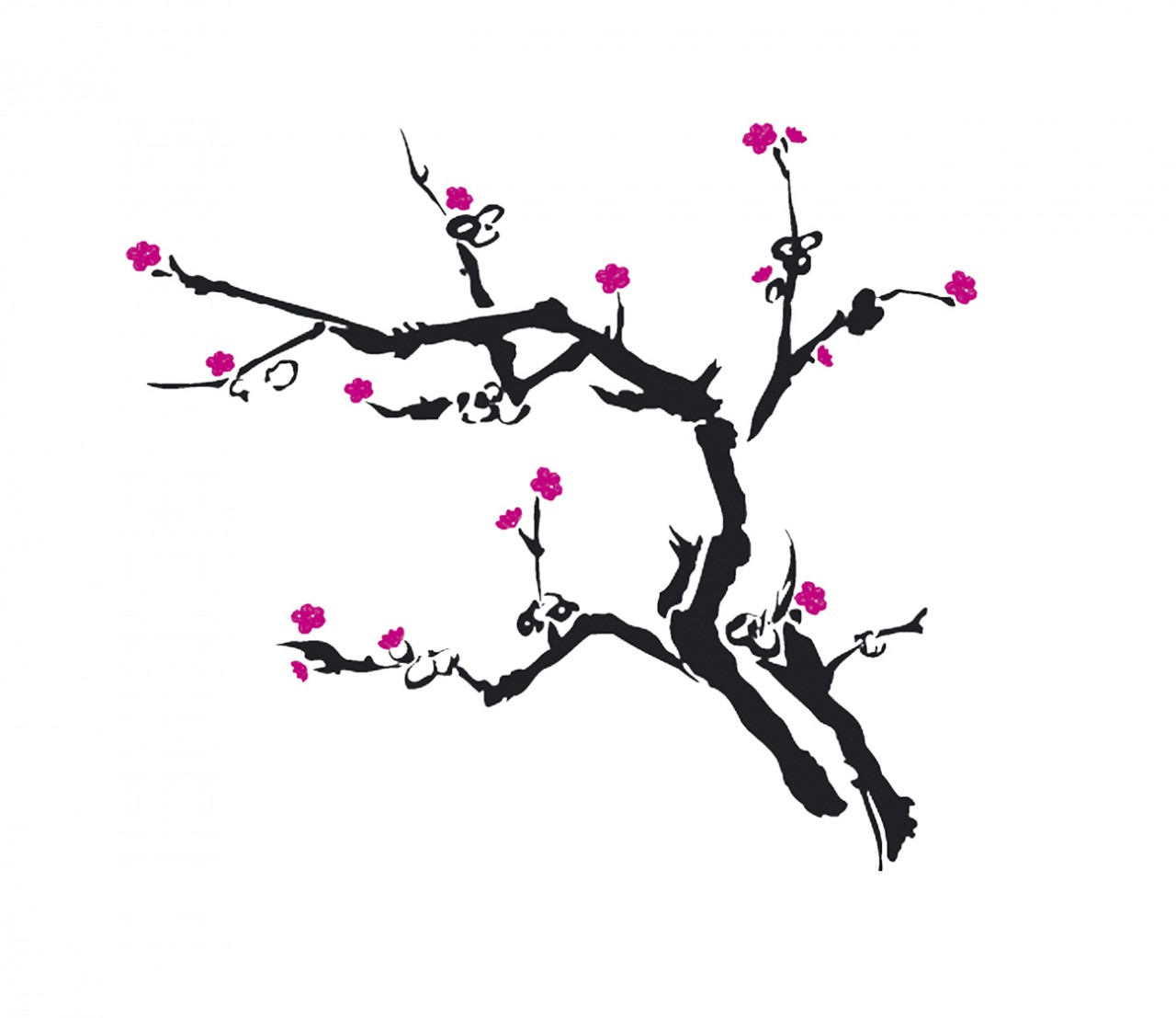 PFLANZEN Blütenzweig, Kirschblüte Wandtattoo PFLANZEN Blütenzweig, Kirschblüte Wandtattoo
