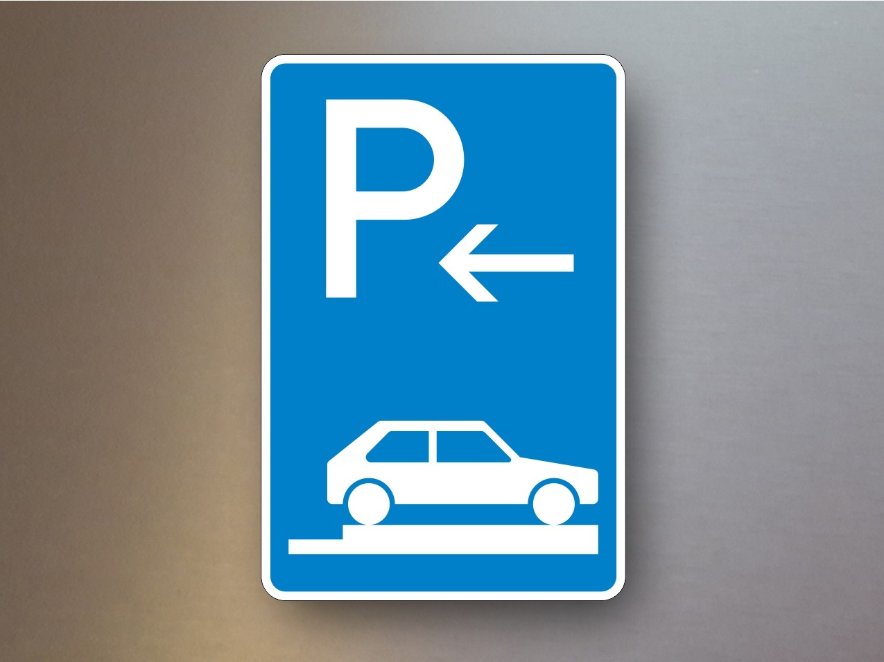 Parkplatzschilder Parken auf Gehwegen ganz quer zur Fahrtrichtung rechts Anfa...