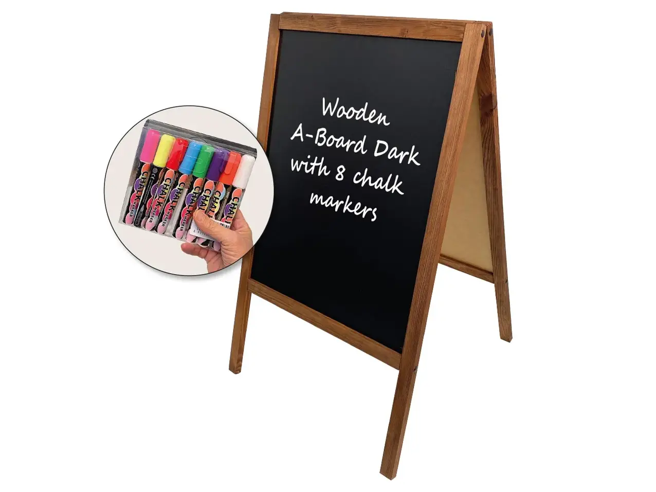 Kundenstopper Holz mit Kreidetafel 168