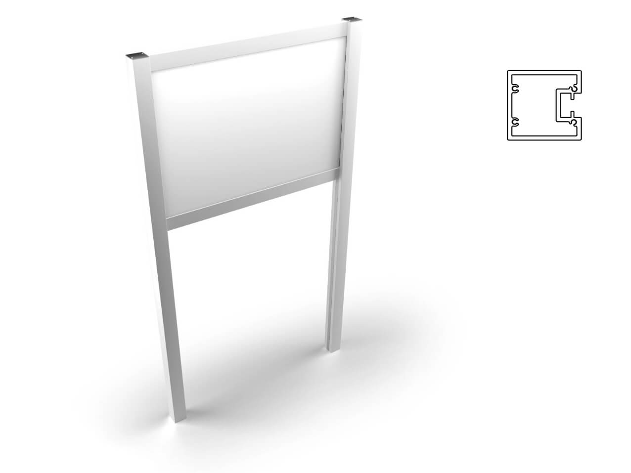 Aufsteller Säule eckig Aufsteller-Infosschild-Saeule-Profil-eckig-50x50mm
