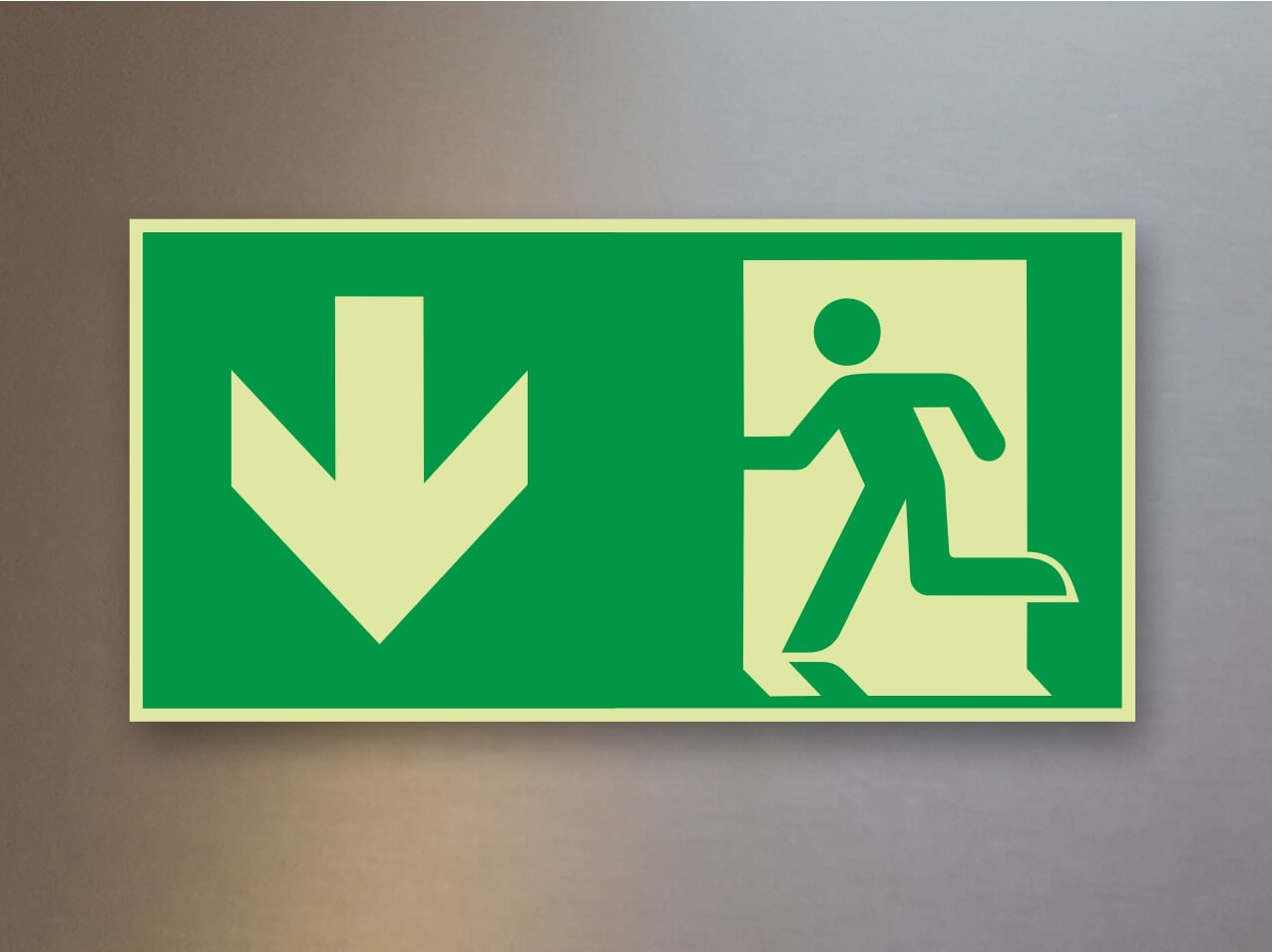 Rettungszeichen Rettungsweg Pfeil links unten E001-LU Alu Rettungszeichen Rettungsweg Pfeil links unten E001-LU Alu