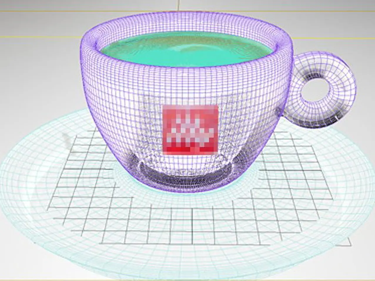 3D-XL-Werbefigur-Werbeaufsteller-Kaffeetasse-Teller-Zeichnung