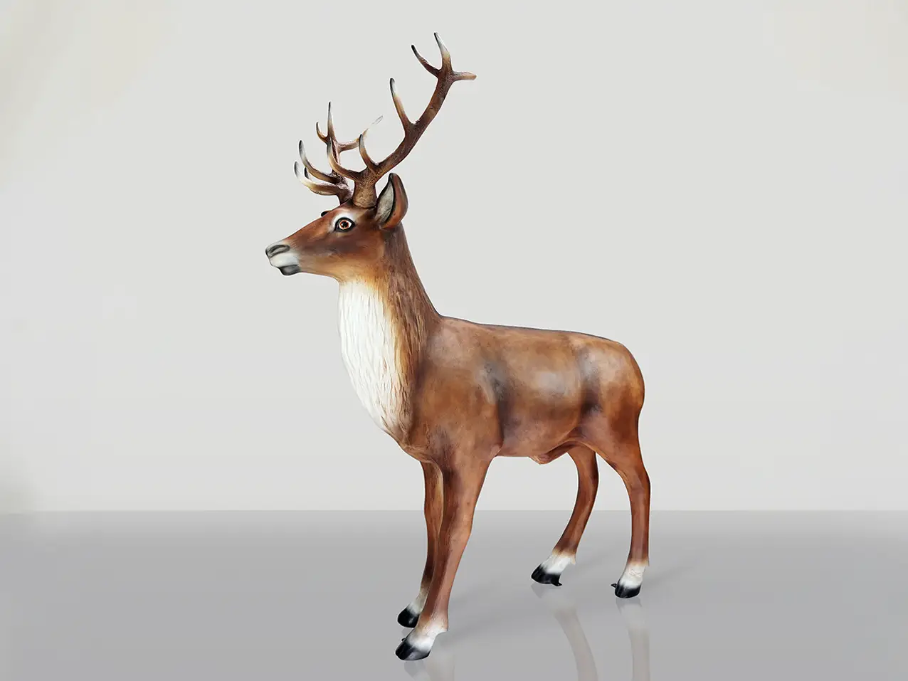 3D-XXL-lebensechte-Tierfigur-Waldtier-Hirsch-185x220x90cm