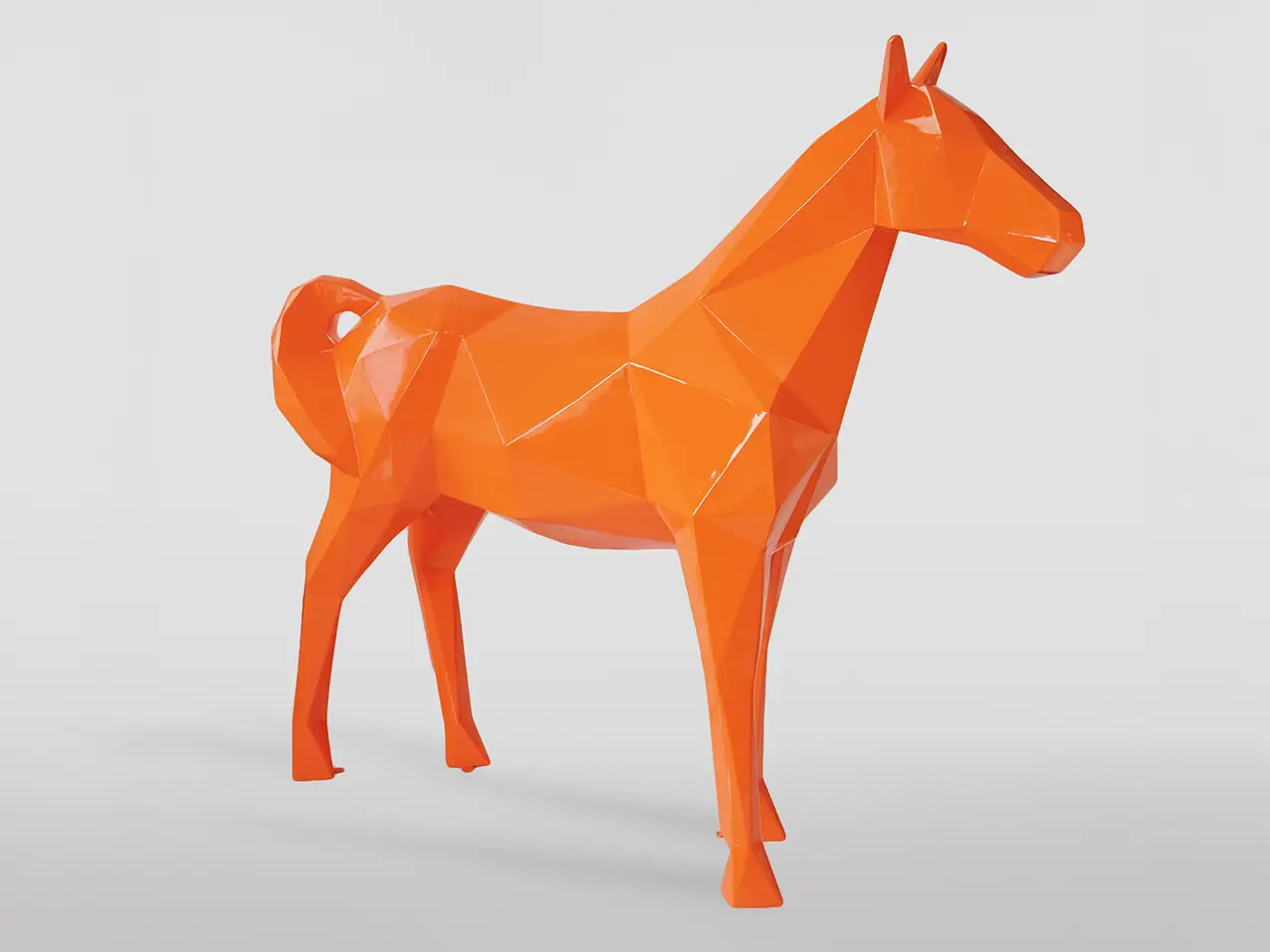 3-D-XXL-Pferdefigur-Pferd-190cm-hoch-geometrisch-orange