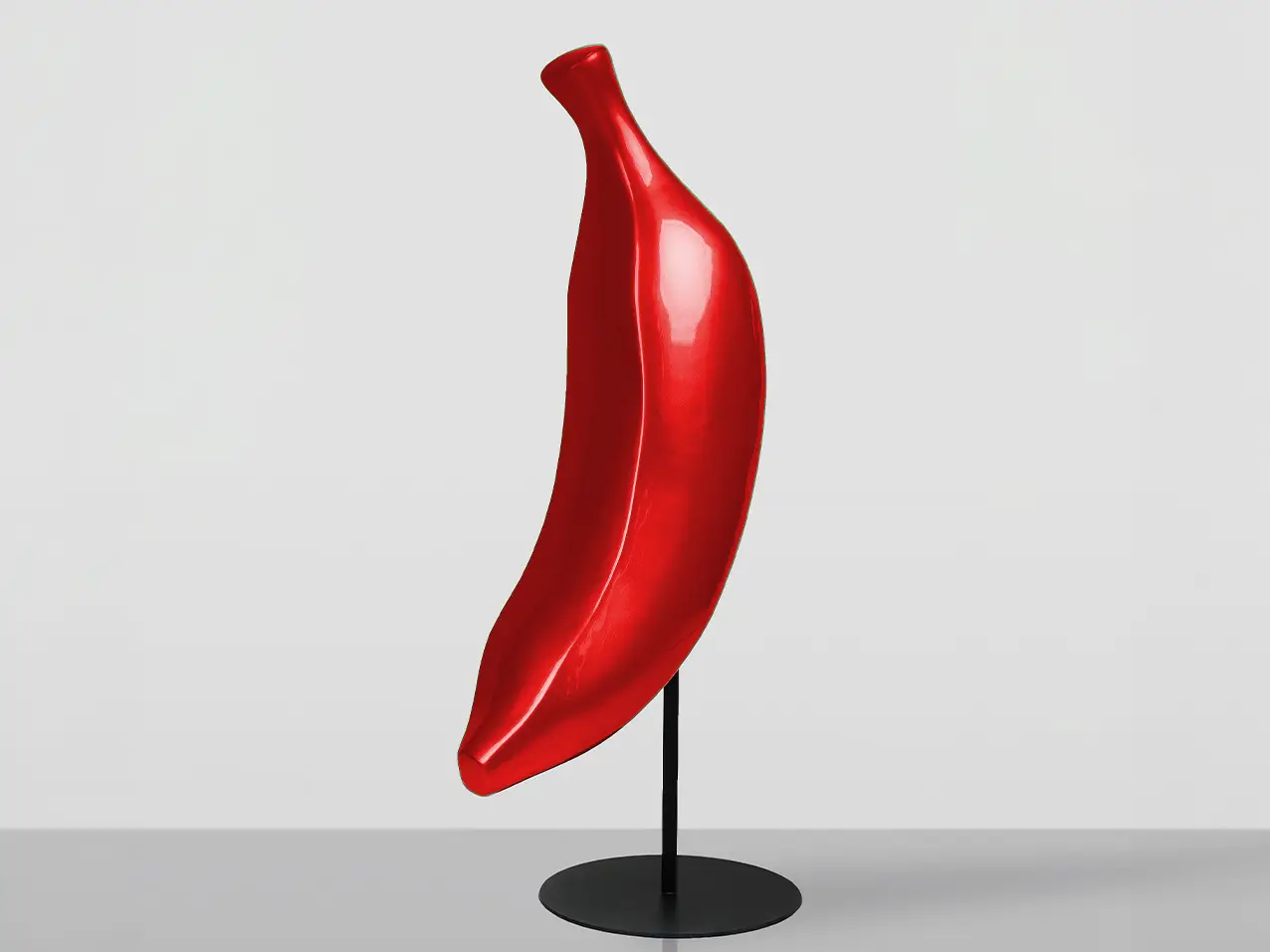 3D-XL-Werbefigur-Werbeaufsteller-Banane-chrome-rot-112cm