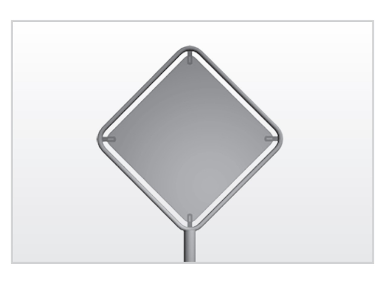Rohrrahmen mit Pfosten einbeinig für quadratische Hauptstraßenschild Rohrrahmen mit Pfosten einbeinig für quadratische Hauptstraßenschild