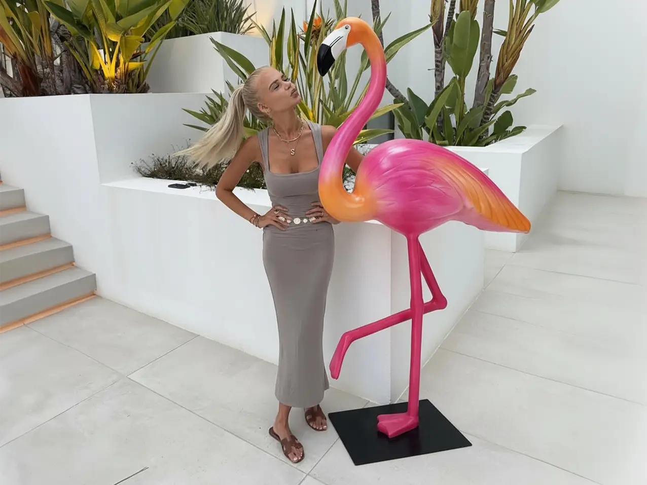 3D-Dekofigur-grosser-Flamingo-mit Model-210cm