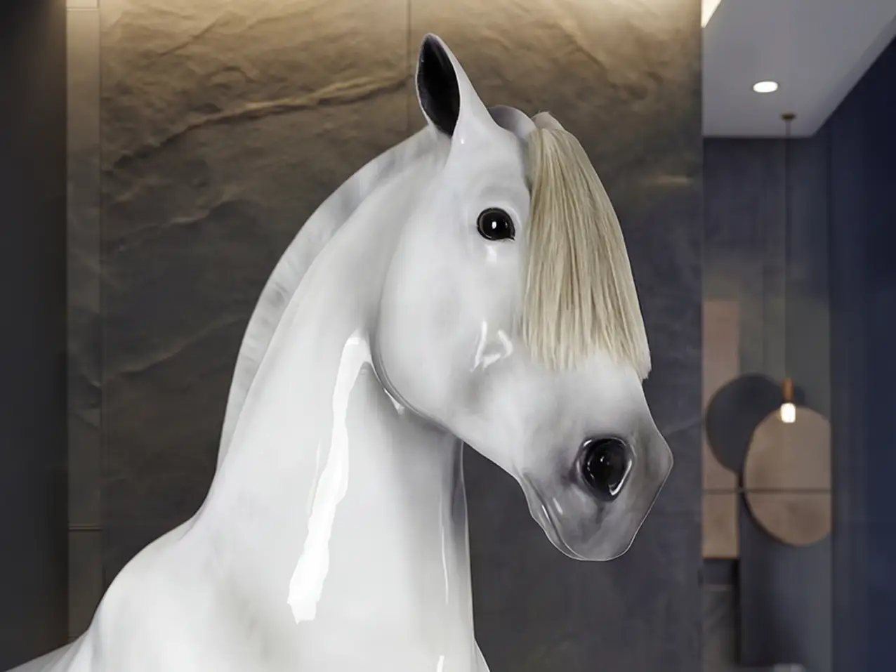 3D-XXL-Pferdefigur-edle-Marmorbueste-weisses-Pferdekopf