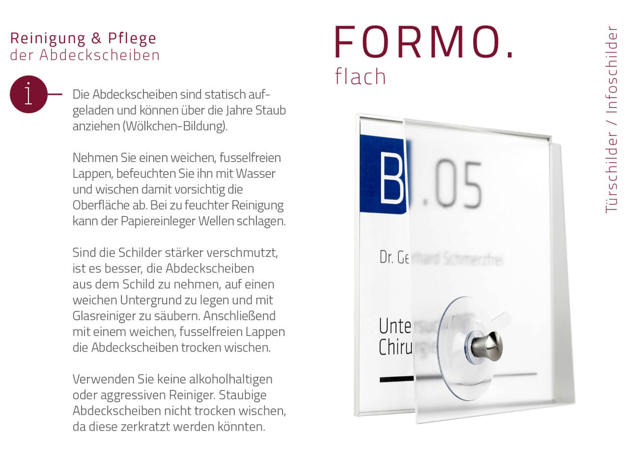 Schilder-System-Formoflach-Tuerschilder-Reinigung-Pflege