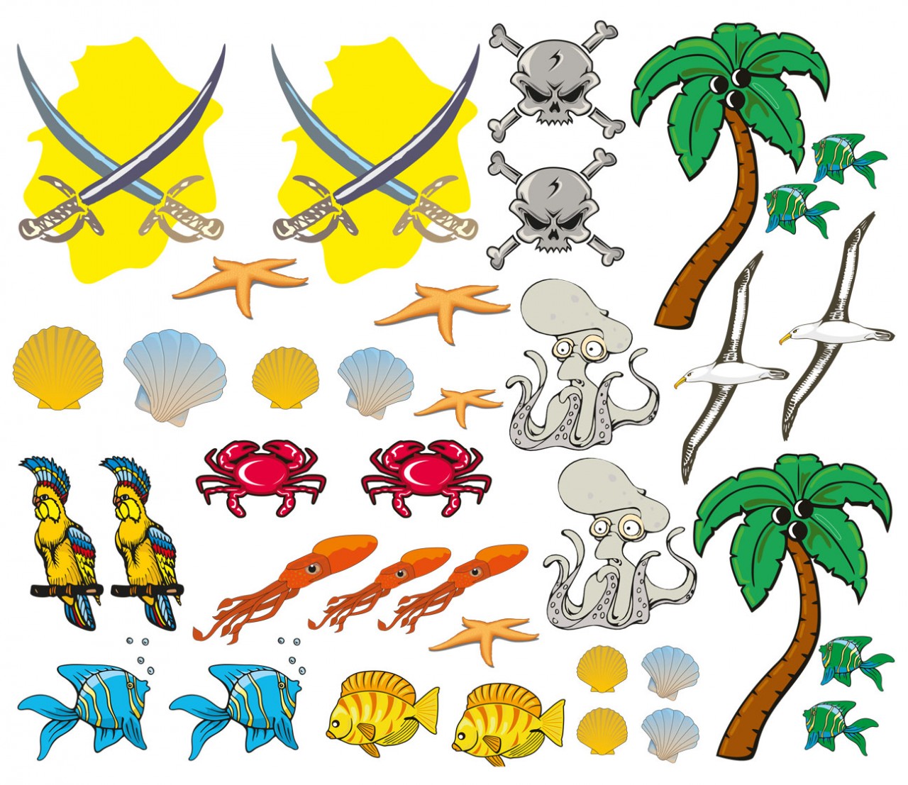 KINDER Piraten viele Motive Wandtattoo KINDER Piraten viele Motive Wandtattoo