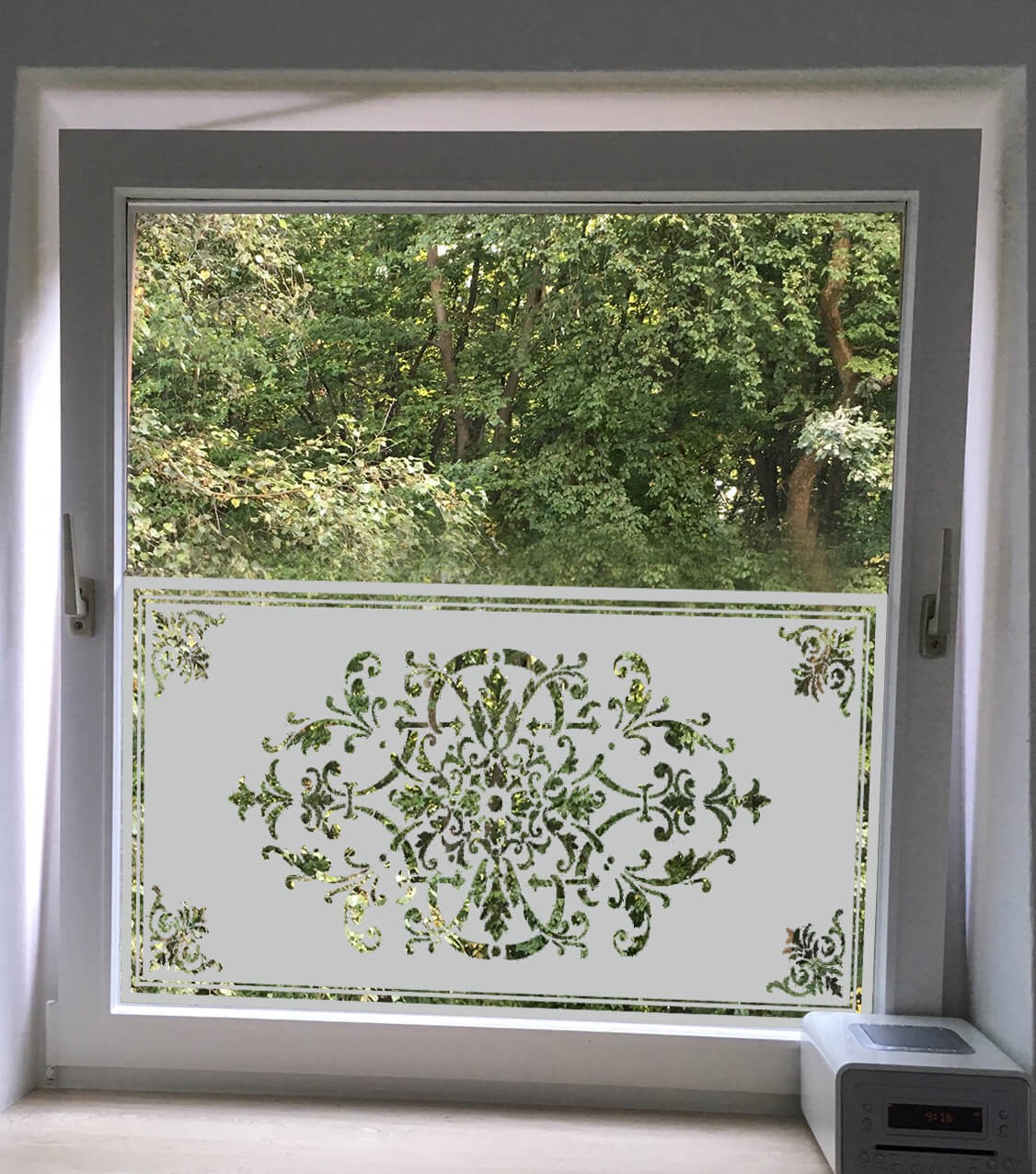 Sichtschutzfolie Glasdekor Mattglaseffekt im Vintage-Style
