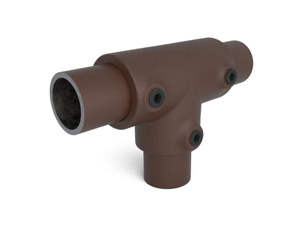 Rohrverbinder-T-Stueck-lang-104-braun-vintage-Ladenbau