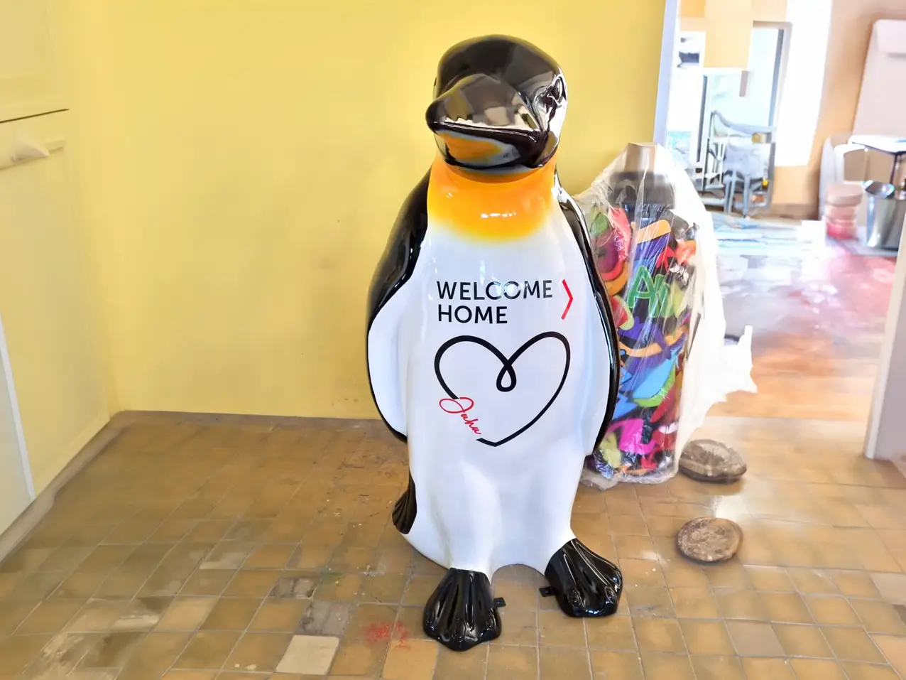 XXL-3D-Tierfigur-Skulptur-Kaiserpinguin-170cm-Eiscafe