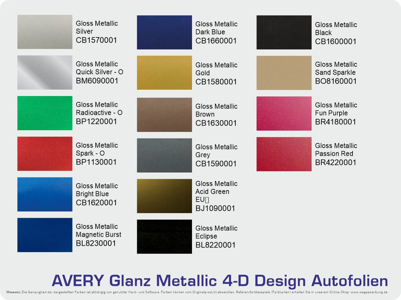 Autofolie Avery Gloss Metallic Avery-Autofolien-Supreme-Wrap-Metallic-Glanz-Gloss