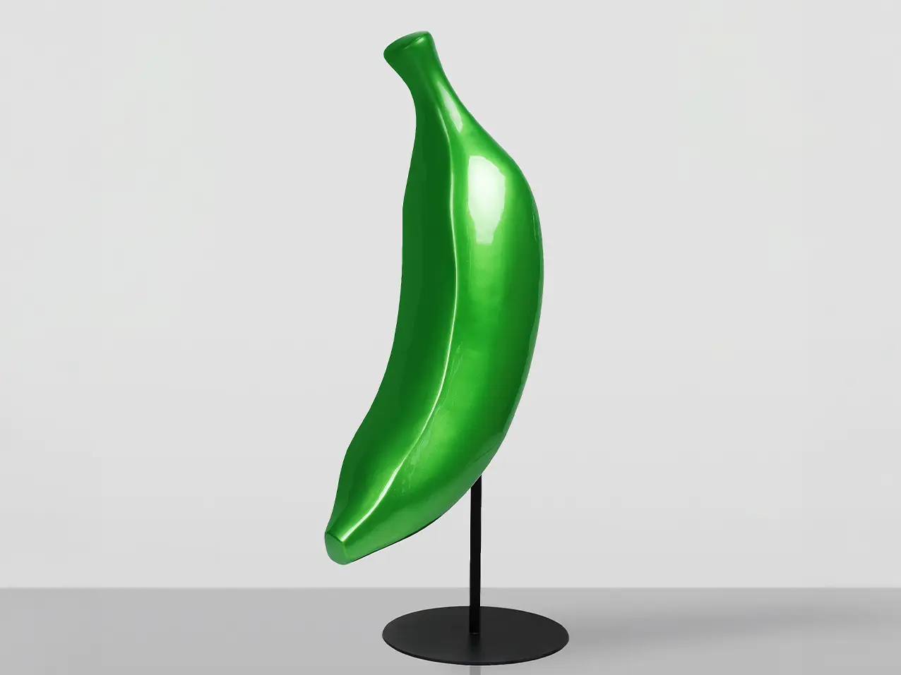 3D-XL-Werbefigur-Werbeaufsteller-Banane-verchromt-gruen-112cm