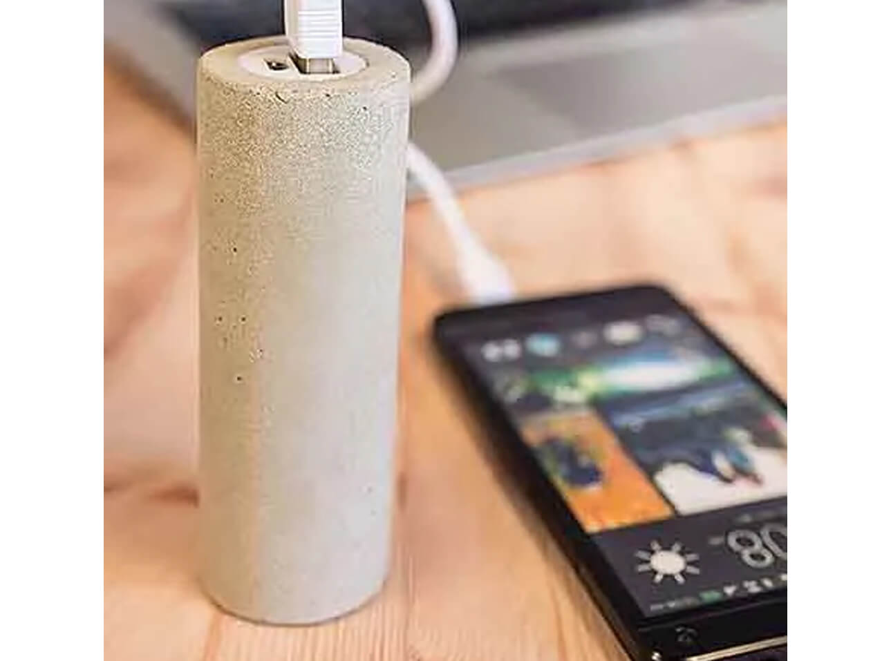 Powerbank Beton rund