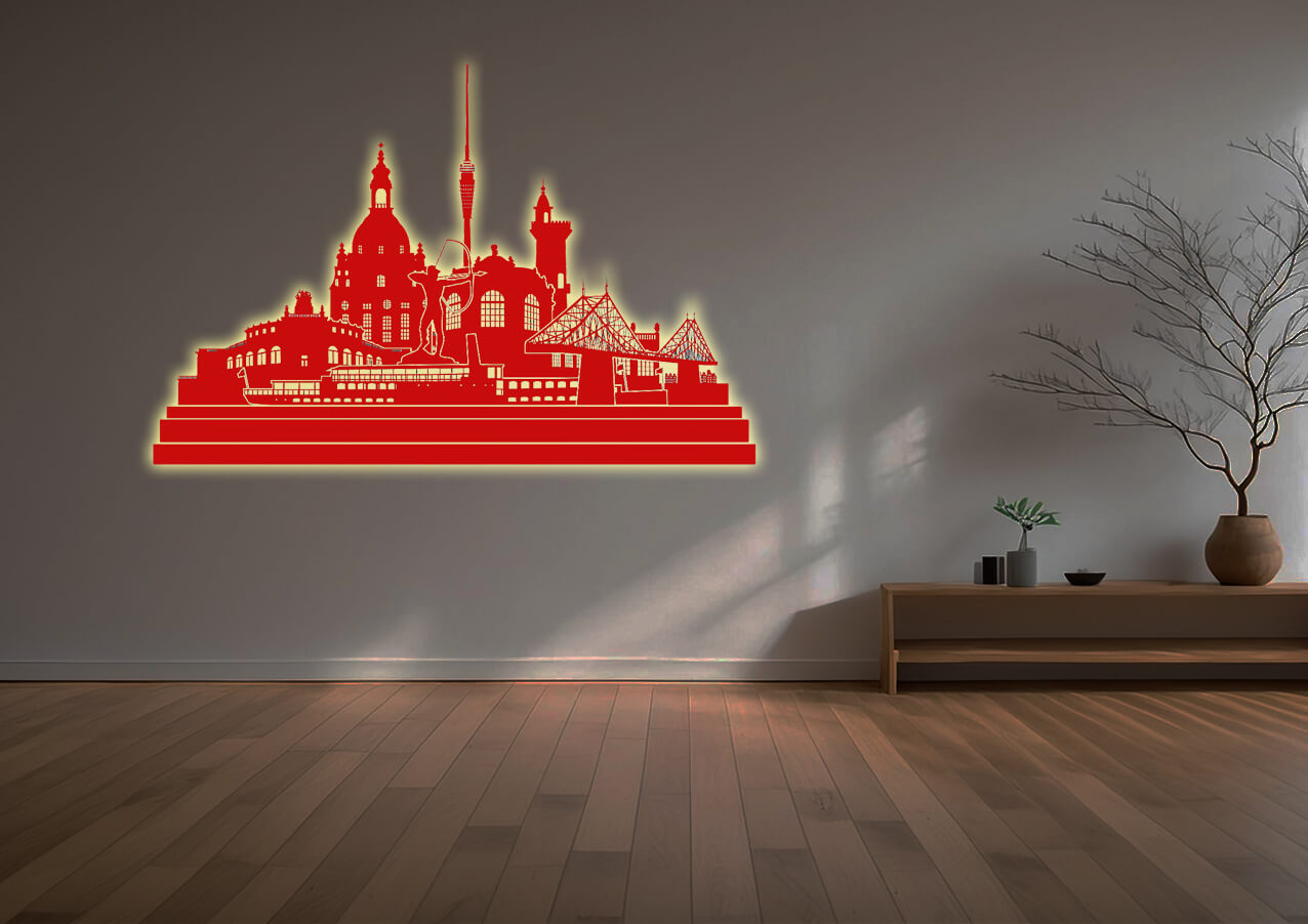 Stadt-0102-LED-indirekt-leuchtende-Silhouette-Dresden-Wandbild