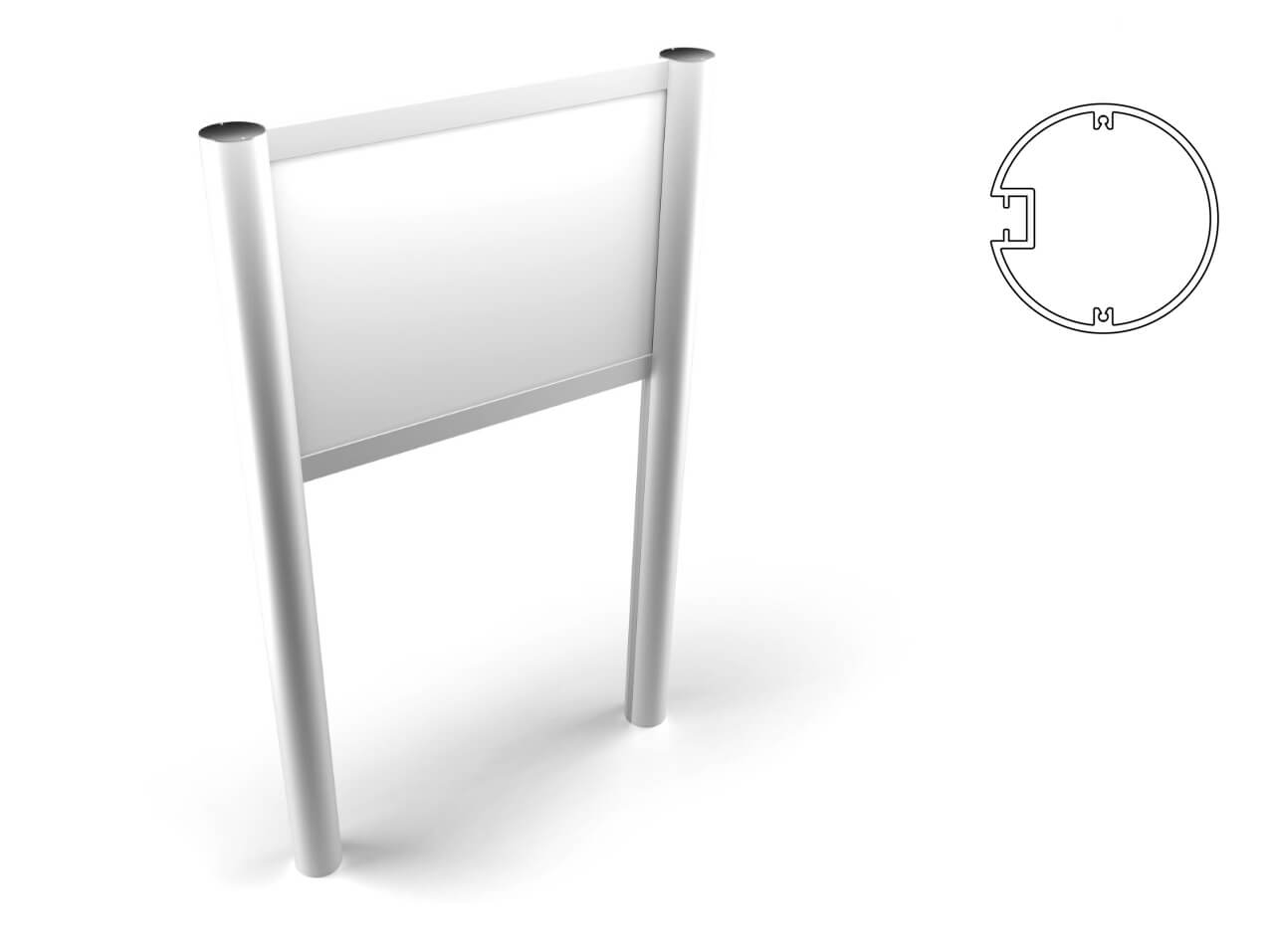 Aufsteller Säule rund Aufsteller-Infosschild-Saeule-Profil-rund-90mm