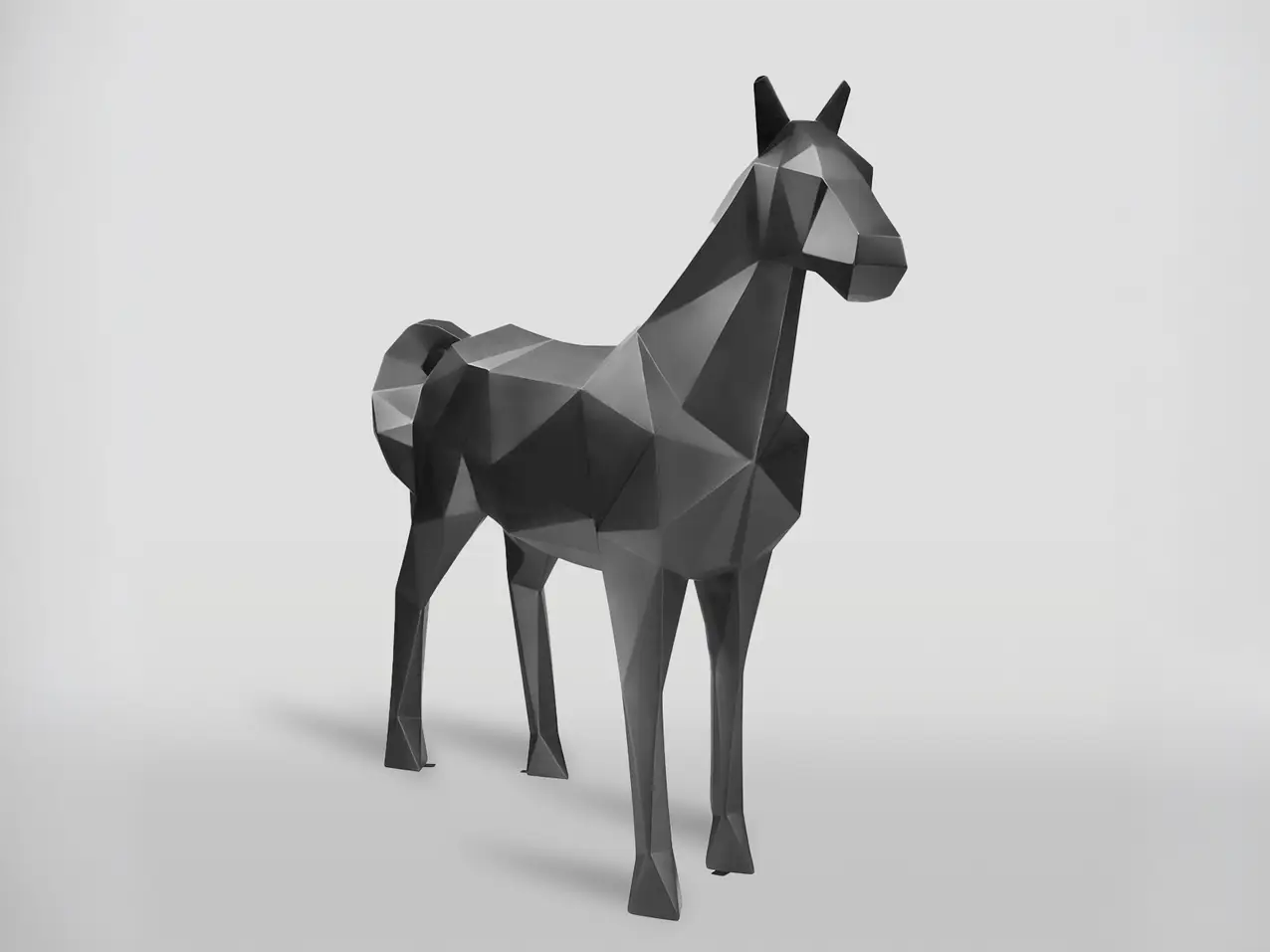 3D-XXL-Pferdefigur-Pferd-190cm-geometrisch-schwarz-Werbeflaeche