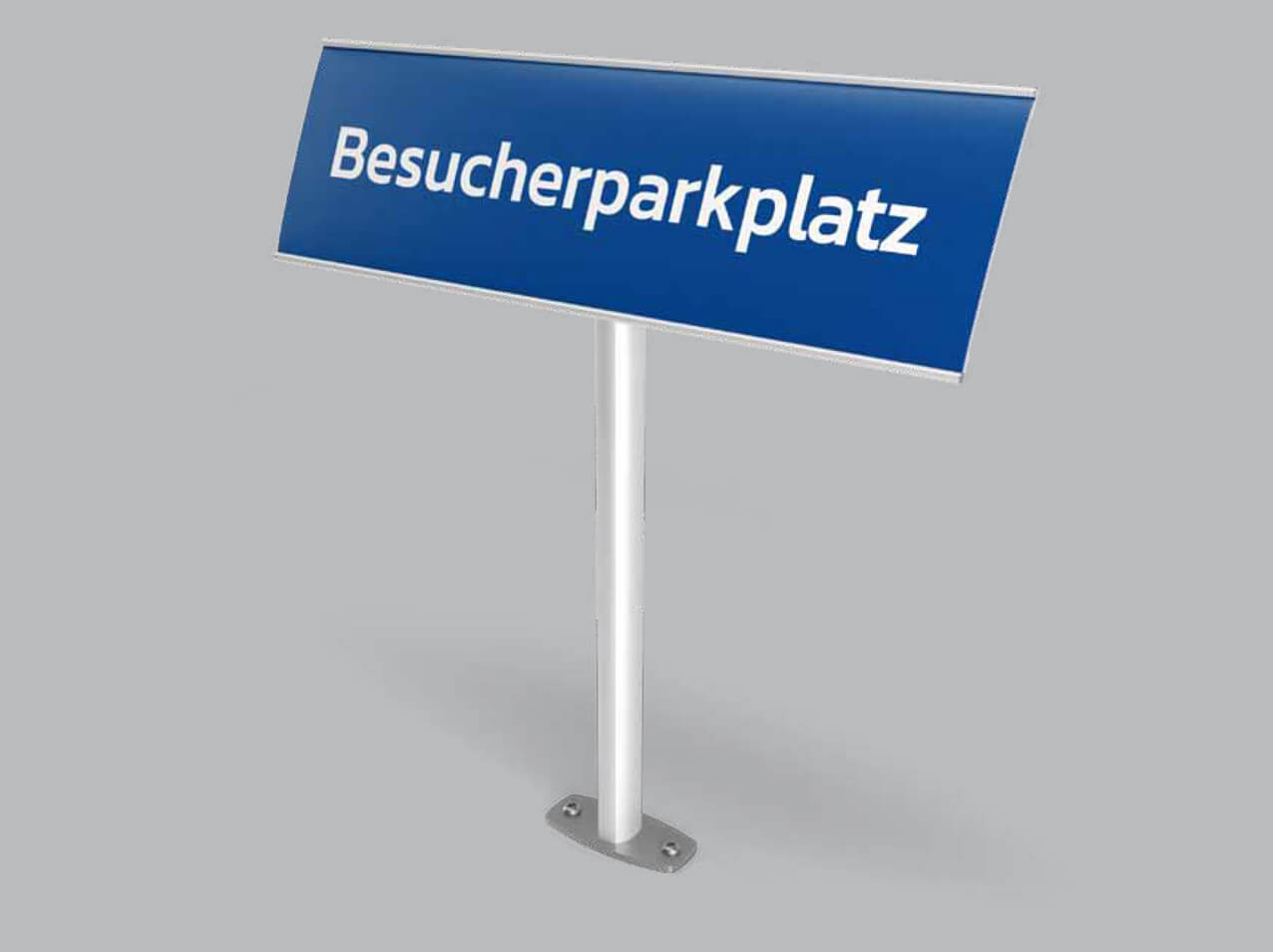 Parkplatzschild-schraeg-Ovalrohrpfosten-silber-eloxiert