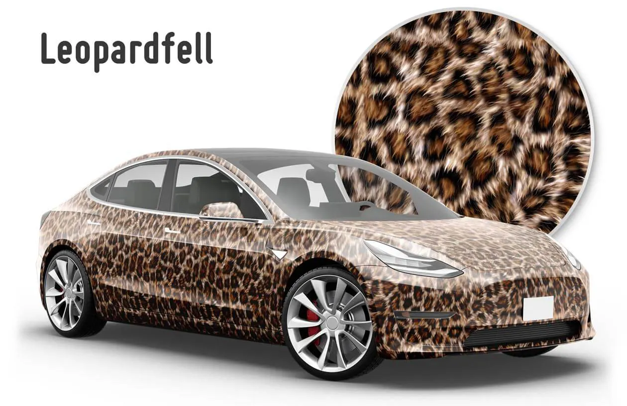 Fell-Optik Fluffy Leopard 3-D Effekt Motivdruck Autofolie Car Wrapping