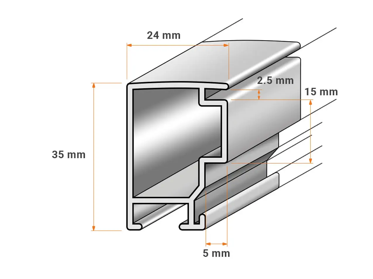Trikotrahmen-15mm-Profil-35x24x15mm