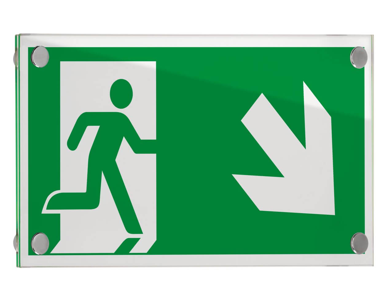 B51030-Glasschild-ESG-Galerie-Rettungszeichen-297x148mm-Abstandshalter