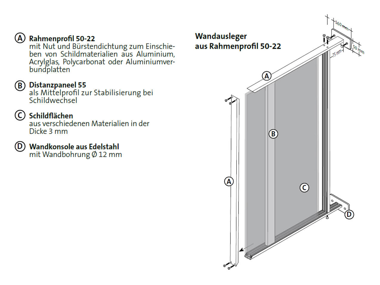 Ausleger-Rahmen-50x22mm-Wandausleger-Schildhalterung-Skizze