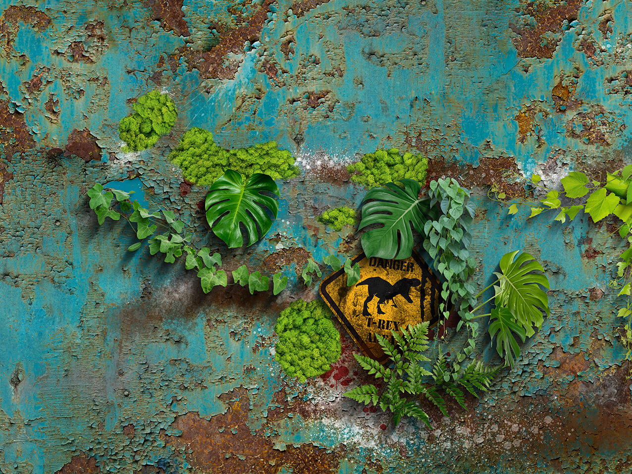 Autofolie Dschungel  Rost 634-Motiv-Dschungel-Rost-Achtungszeichen-Digitaldruck