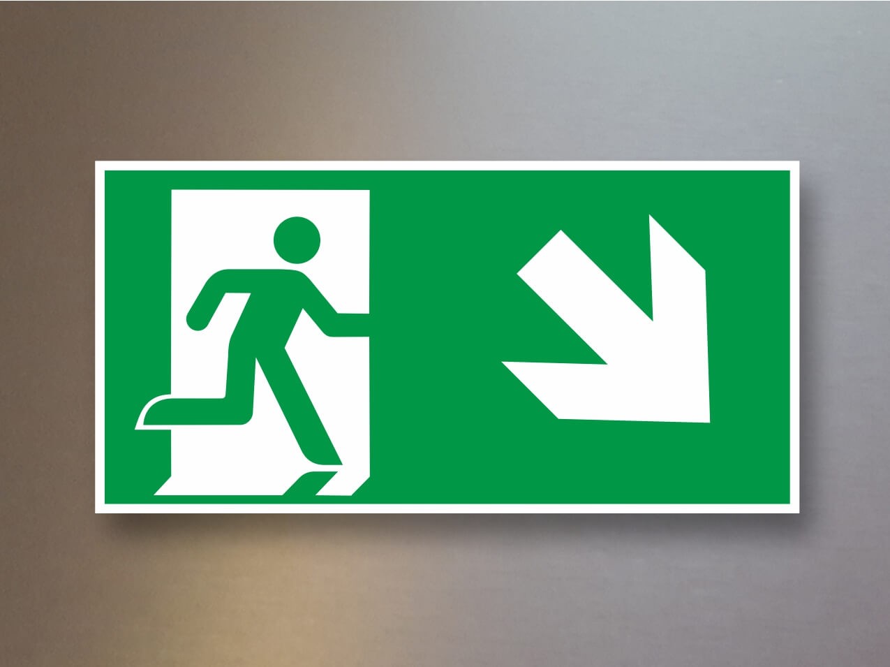 Rettungszeichen Rettungsweg rechts unten E002-RU-45° PVC Rettungszeichen Rettungsweg rechts unten E002-RU-45° PVC