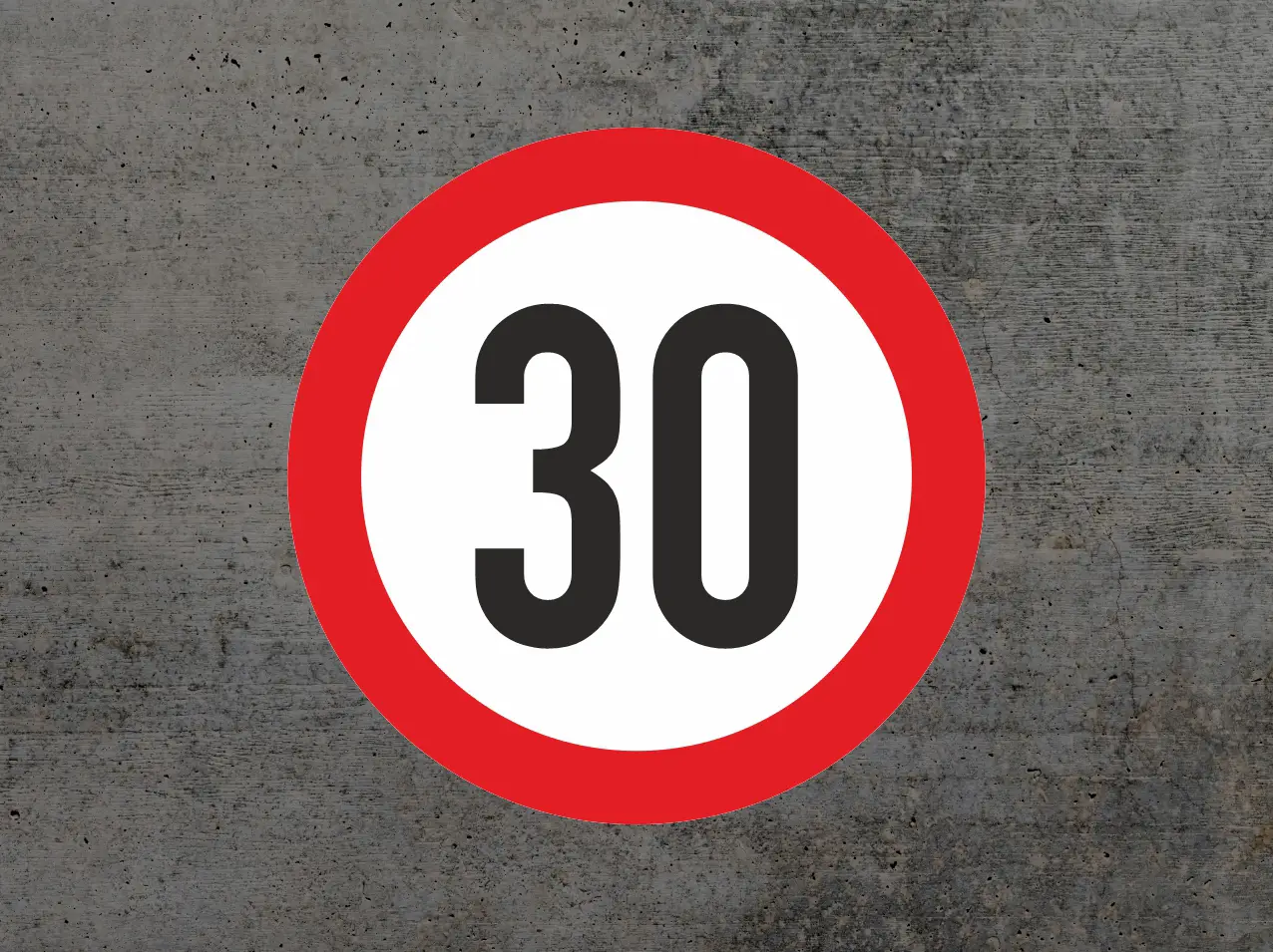 Verkehrszeichen-Einbrennaufkleber-Bodenmarkierung-Geschwindigkeit-30kmh mehrfarbig