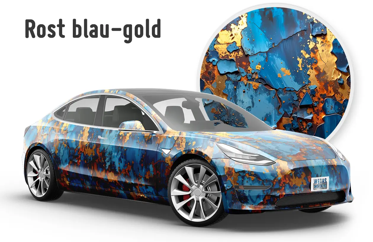 Rostfolie blau gold