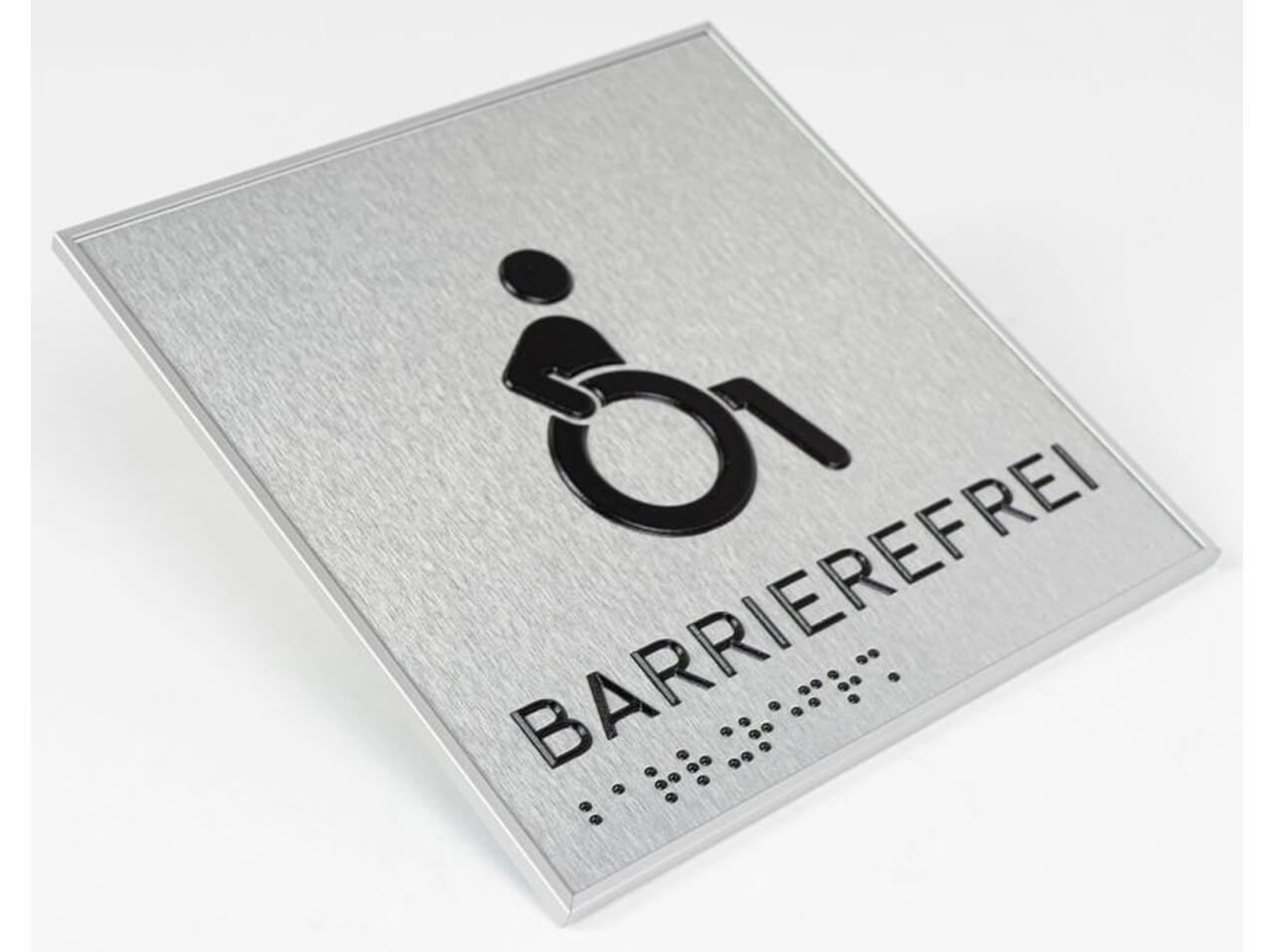Schildersystem-Formoflach-Tuerschild-silber-geschliffen-Brailleschrift