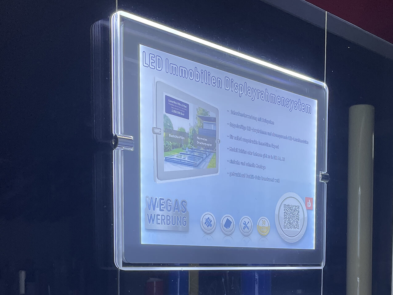 Immobilien LED Displayrahmen WG20259_Immobilien_LED_Displayrahmen_Frontseite