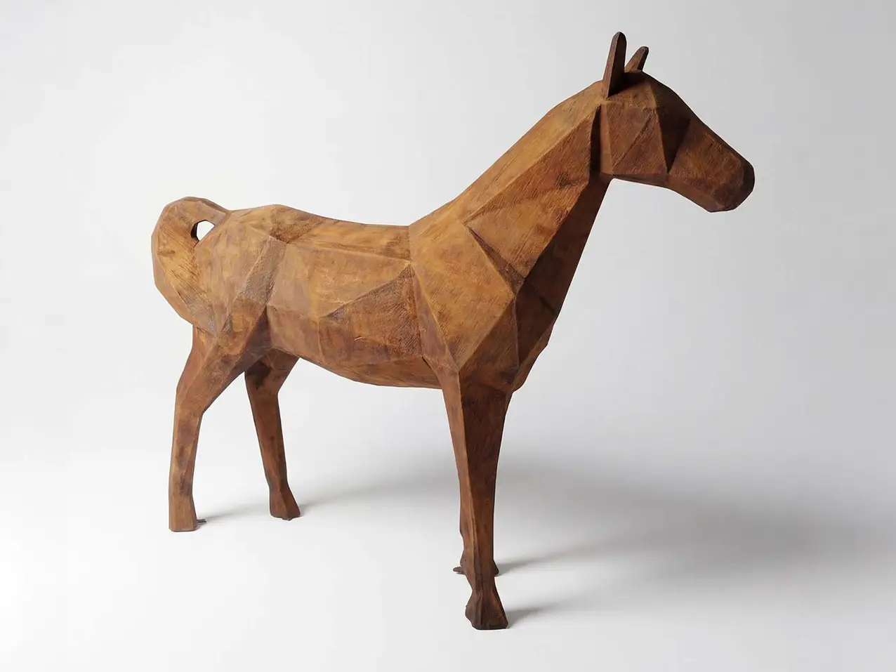 3D-XXL-grosse-Pferdefigur-190cm-geometrie-Rosteffekt-verrostet