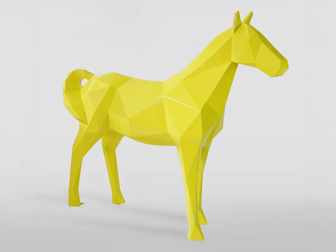 3-D-XXL-Pferdefigur-Kunstfigur-Pferd-190cm-hoch-geometrisch-gelb