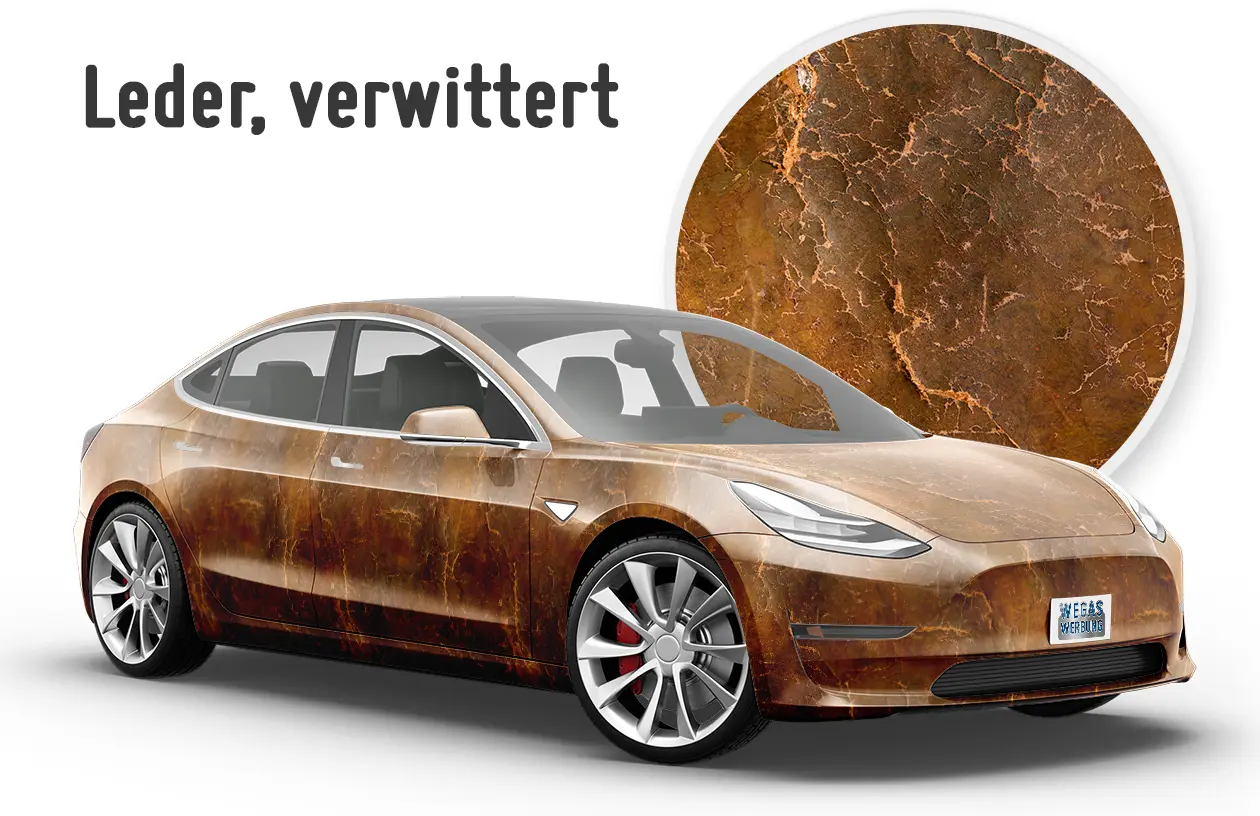 LEDER verwittert 3-D Effekt Motivdruck Autofolie Car Wrapping